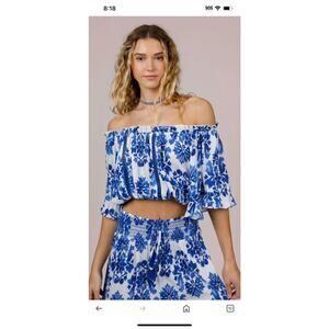 Band of the Free Blue Floral Ula Top